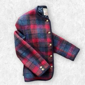 Vintage Plaid Lady Jacket with Gold Buttons Sz 8