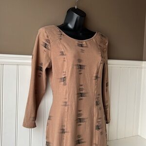 ARITZIA WILFRED Brown Black Bodycon Low Back Long Sleeve Dress Size Large
