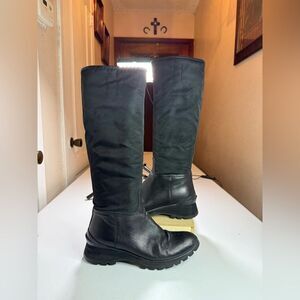 PRADA boots knee high 36.5 US 6.5 black leather nylon