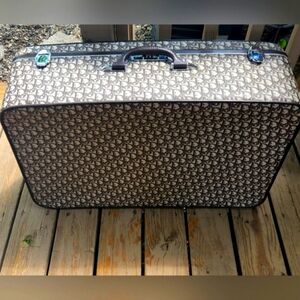 Vintage Dior Monogram Suitcase Authentic Luggage Travel Bag Case